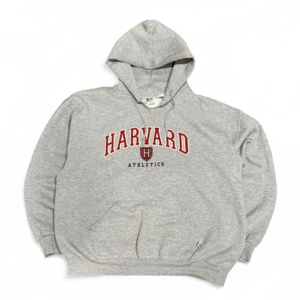 Vintage Russell Athletic Harvard University Grey Hoodie